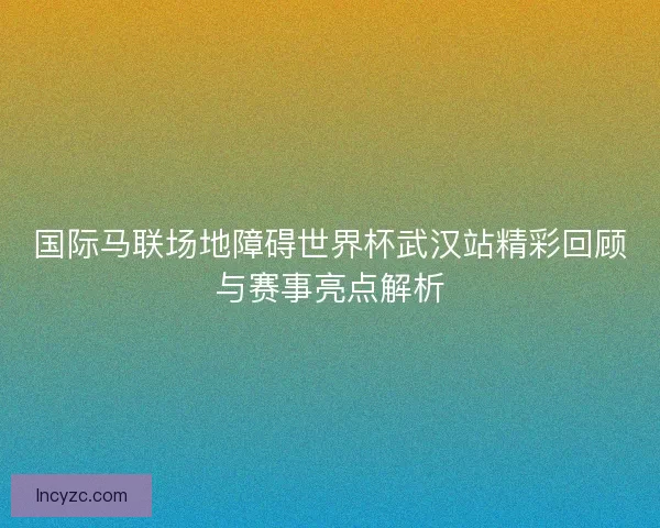国际马联场地障碍世界杯武汉站精彩回顾与赛事亮点解析